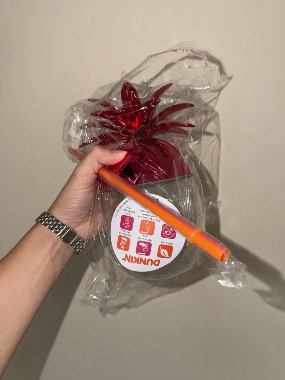 Dunkin Pink Pineapple Tumbler with Straw